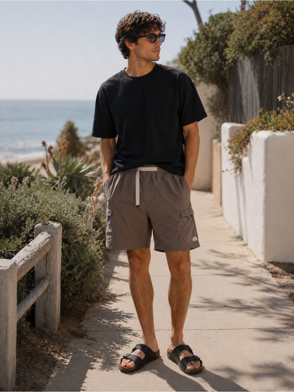 The North Face Cargo Shorts Gray Elastic Waist Men’s XXL Hiking